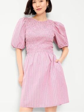 Old Navy Smocked Puff-Sleeve Flare Mini Dress